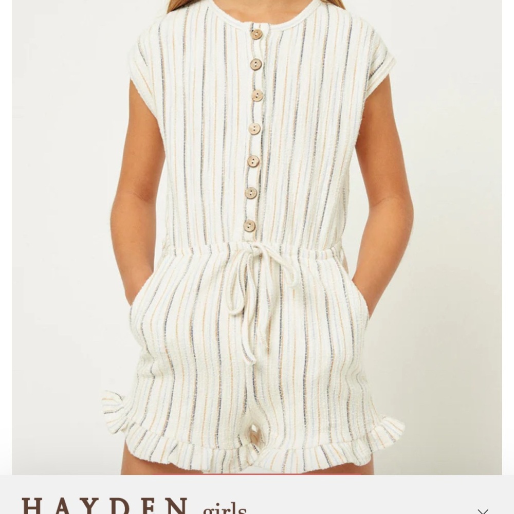 Hayden Girls Button-Front Striped Romper